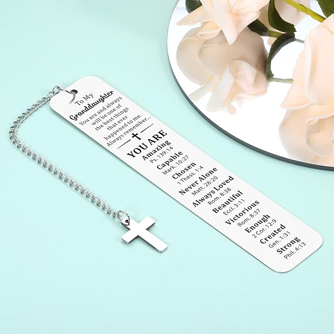 Granddaughter Gifts from Grandma, Birthday Graduation Gifts for Granddaughter Bookmarks, 16th 18th Birthday Gifts for Grand Daughter, Best Christian Baptism Gift for Grand Daughter Teen Girls