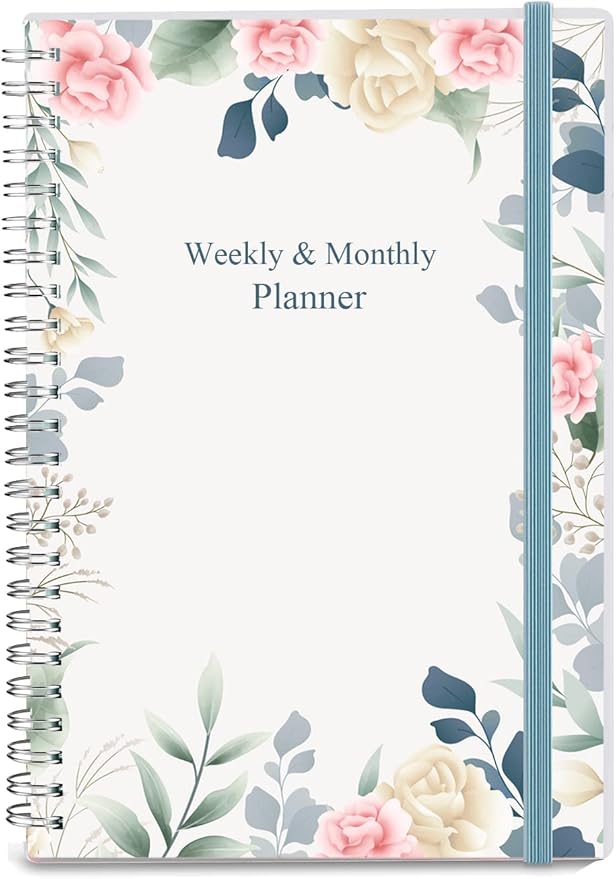 Nokingo Undated Planner for 2026 or Any Year - Weekly & Monthly Organizer Notebook & Journal to Track Goals, 5.85" x 8.25", Perfect to Organize Your Daily Life, Floral Weekly Monthly Planner Undated