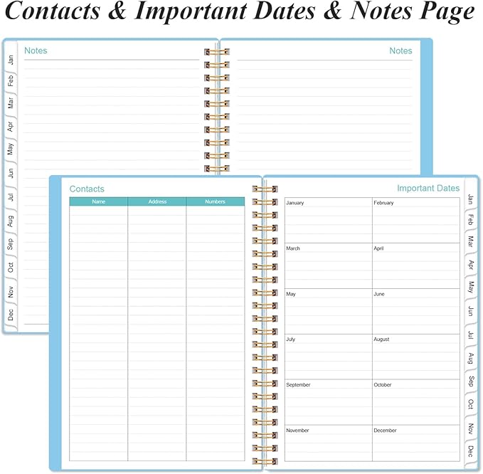 2026 Planner - Weekly and Monthly Calendar Planner from Jan 2026 - Dec 2026, Planner 2026 Spiral Bound with 12 Monthly Tabs, Inner Pocket, Perfect for School Office Supplies, 6.4" x 8.5", Blue