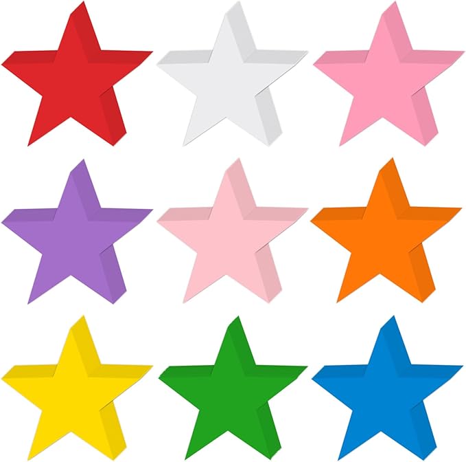 72 Pcs 5.5 Inches Large Paper Star Cutouts, 9-Color Assorted Star Shape Die Cut for Bulletin Board Decor, Classroom Wall, Patriotic 4th of July Party Decor, Teacher School Supplies, DIY Crafts