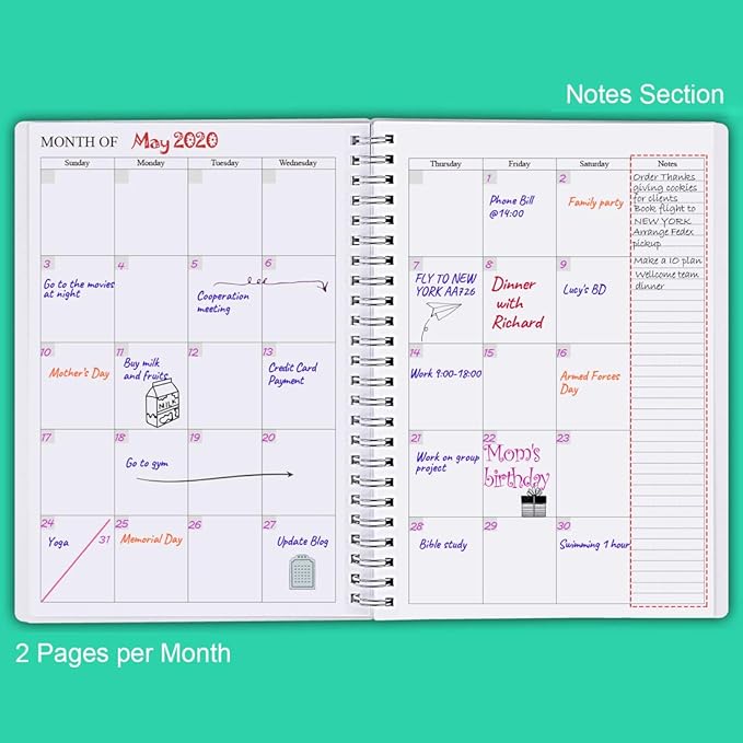 Nokingo Undated Planner for 2026 or Any Year - Weekly & Monthly Organizer Notebook & Journal to Track Goals, 5.85" x 8.25", Perfect to Organize Your Daily Life, Teal Weekly Monthly Planner Undated