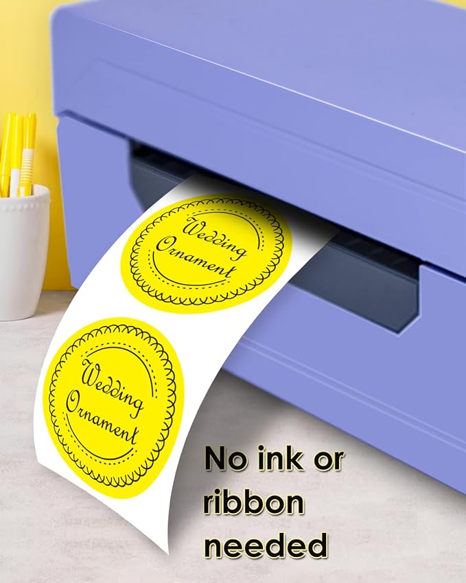 iEager 3 Inch Circle Thermal Sticker Labels, Self-Adhesive Round Direct Thermal Label, Multi-Purpose Roll Thermal Stickers, 500 Labels, Yellow