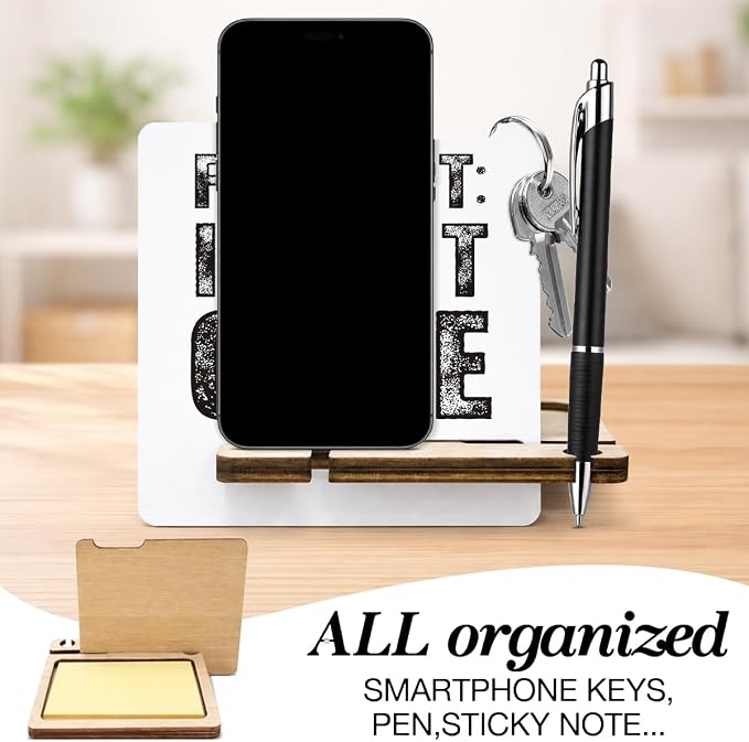 Funny Office Gifts for Coworker - Multi-Functional Desk Organizer Caddy - Humorous Office I Don't Care Wood Sign for Desk Shelf Decor