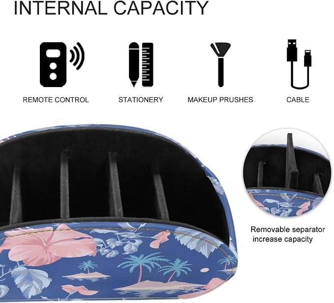 TV Remote Control Organizer Floral Print Desktop Storage for Remote Controls/Controllers/Media Players/Eyeglasses/Cosmetic Brushs/Paint Brushes/Pens Organizer