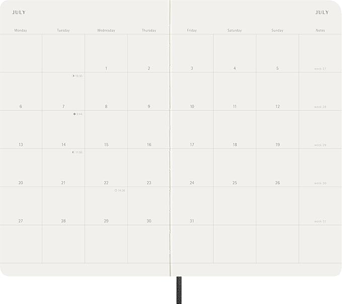 Moleskine Classic 12 Month 2026 Monthly Planner, Soft Cover, Large (5" x 8.25"), Black, 128 pages
