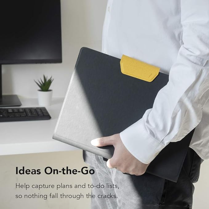 LHiDS Magnetic Business Portfolio Lite Resume Padfolio Organizer with Clipboard, Paper Clip, Writing Pad, Pen/Card Holder, Magnetic Closure for Work, School and More (Yellow, A4/Letter)