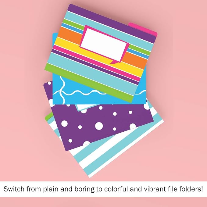 Barker Creek Happy File Folders Now on Durable 14pt Stock, 12/PK, Letter Size, 1/3 Cut Tabs, Reversible, Home, School and Office Supplies (2003)
