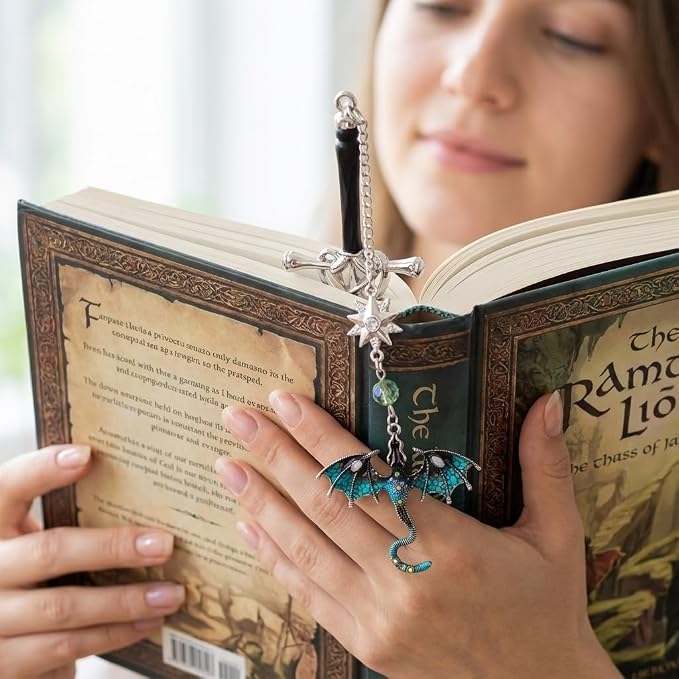 Fantasy Fourth Wing Dragon Sword Bookmarks - Fourth Wing Fans Page Markers Cool Bookmarks for Men Fantasy Dragon Gifts for Male Readers as Birthday Gifts (Dragon Bookmark Set 4)