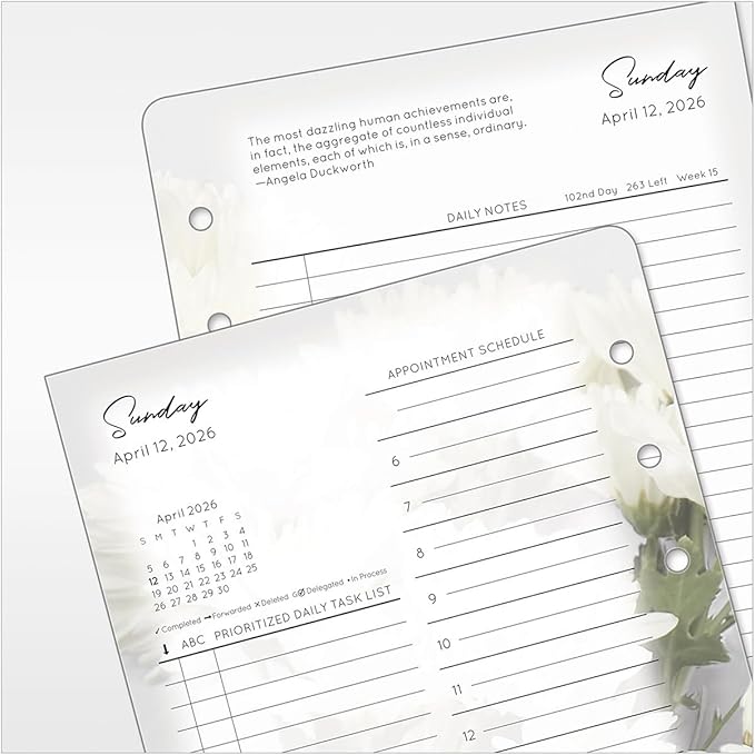 FranklinCovey - Blooms Planner Refill | Two Page Per Day - Ring-Bound (Compact, Apr 2026 - Mar 2027)
