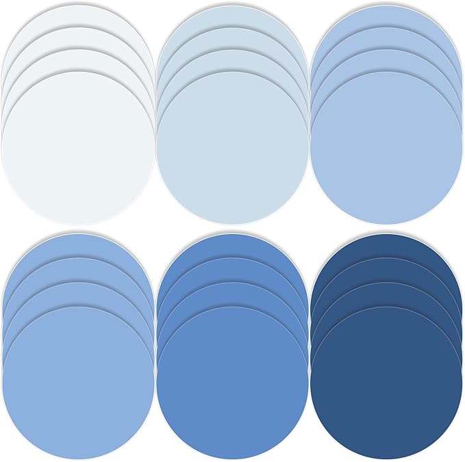 Lincia 24 Pack Colorful Erase Dots Circles 10.5 Inch Removable Vinyl Spot Dry Erase Desktop Writing Spots Set for 100th Day of School Classroom Table Teacher Students Home Desk Wall (Blue Colors)