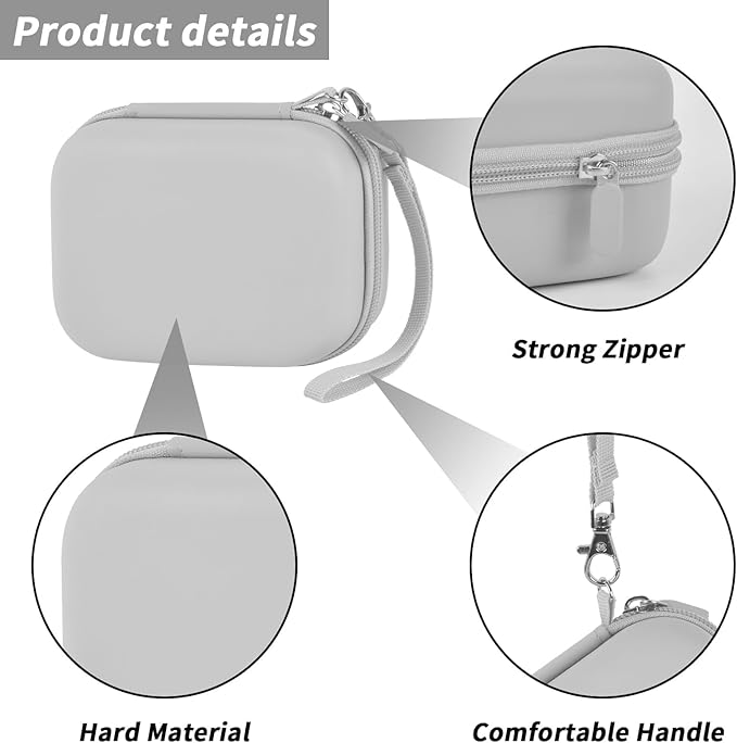 Sticker Printer Case for IDPRT/for Anycash/for ETIKEZ PM290C/ for Memoking T02/ for Phomemo M02/ T02/ Q30S Mini Photo Printer. Holder for Label Maker, Thermal Paper, USB Cable (Box Only)-Gray