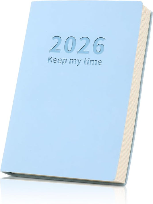 2026 Small Academic Planner 5.5" x 3.9" Hardcover Weekly and Monthly Calendar Planner Soft Leather Bound Cute Planner Goal Habit Tracker Organizer Planning Book with Tabs ,Daily Schedule School Office Schedule for Women Men (blue)