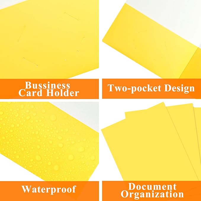 pmybupo 50Pcs Yellow with Pockets-2 Pocket Folders for Documents,Cute Paper Folders for Filing Cabinet,School,Office,Resume Portfolio