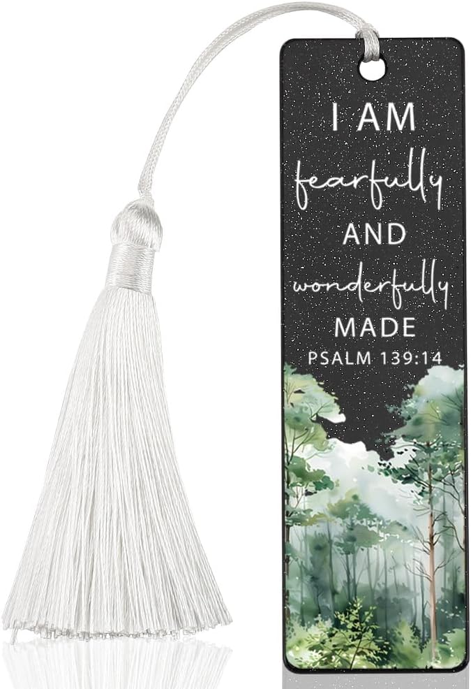 Christian Self - Worth Bookmark, Inspirational Gift for Believers, Uplifting Gift for Spiritual Readers, Spiritual Bookish Present, Unique Forest & Scripture Design Bookmark, WCB85