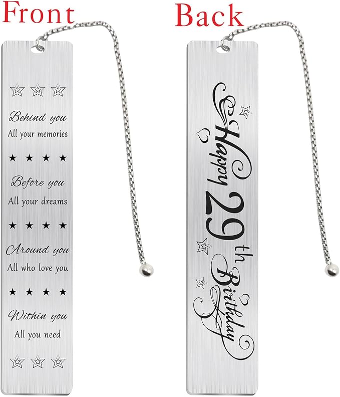Jzxwan Happy 29th Birthday Gifts for Women Men, 29 Year Old Birthday Bookmark Gift for Her Him, 29 Bday Presents Decorations for Girls Boys