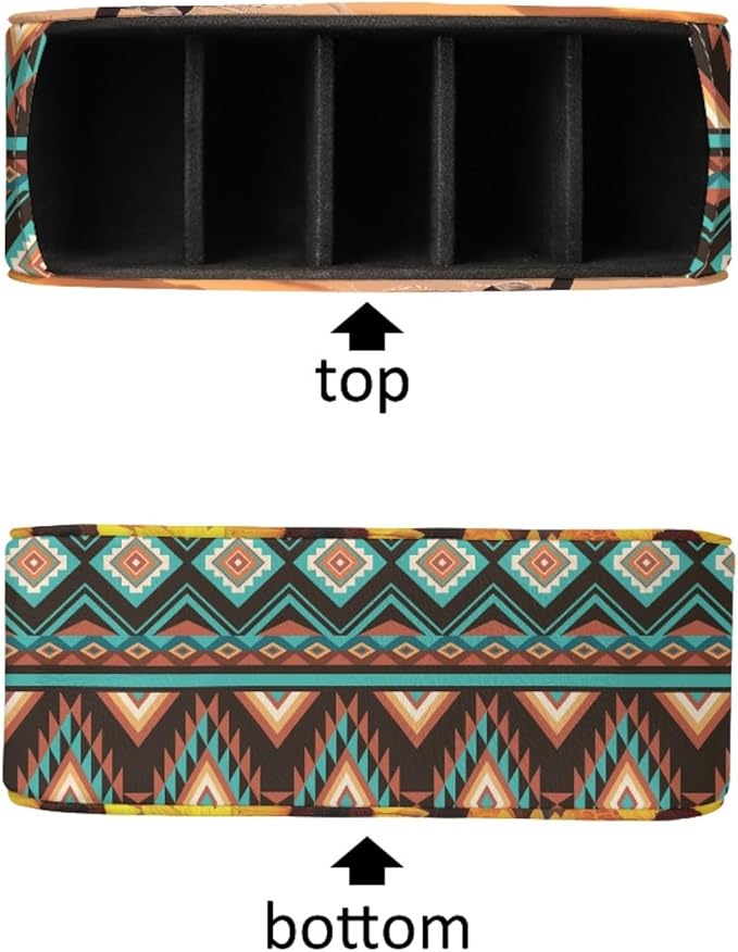 FUSURIRE Remote Control Holder, Sunset Horse PU Leather Organizer Box with 5 Compartments for Home Office Supplies, Remote Caddy Desktop Storage for Controllers, Media Player, Makeup Brush, Pen
