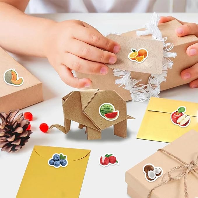 500 PCS Realistic Fruit Stickers 1 Inch - 10 Assorted Reward Stickers for Classroom, Scrapbooking, Crafts - Teacher Supplies, Student Rewards, Kids Activities