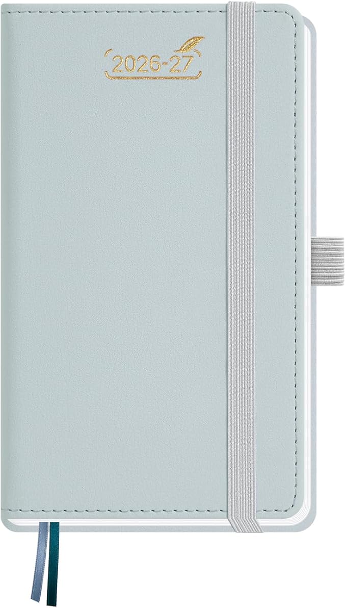BEZEND Pocket Planner 2026-2027 Weekly Monthly (3.5" x 6") 2-Column Dual Schedule for Work/School/Home or 2 Person (Jul 26-Dec 27) 18 Months Small Academic Calendar, PU Leather Hardcover -Dutch Blue