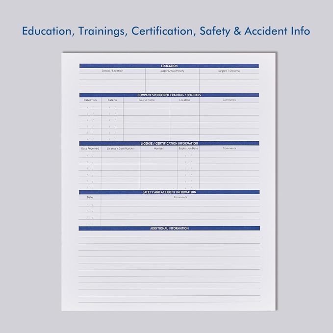 Employee Record Folders, Secure, Large Capacity and Durable Employee Info Record Organizer, Preprinted 25 Pack (Blue)