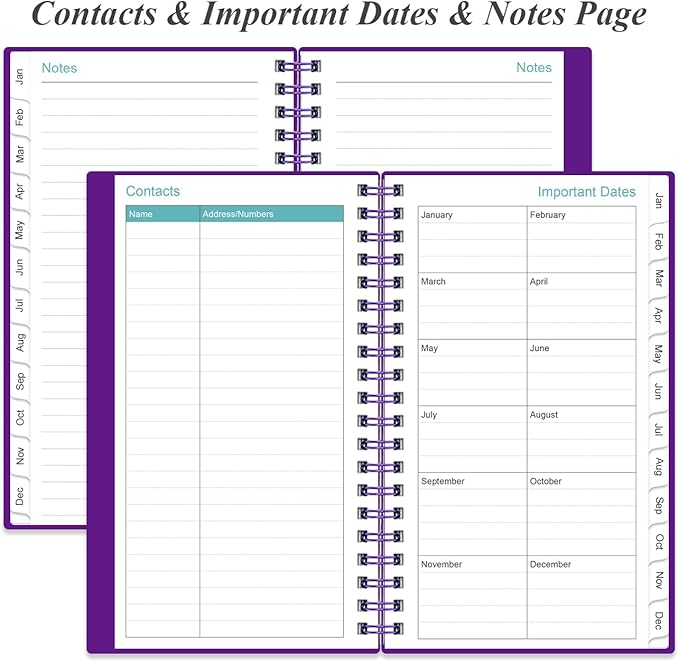 2026-2027 Monthly Planner - January 2026 - June 2027, Two Pages Per Month, 18 Monthly Calendar/Planner with Tabs, Strong Twin-Wire Binding, Inner Pocket, 3.75" x 6.5", Teal Flower