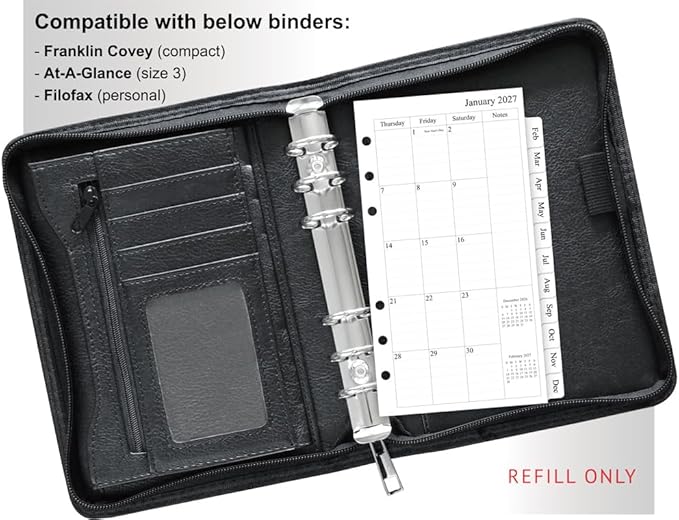 newestor 2026-2027 Planner Refill, Monthly, 3-3/4" x 6-3/4", Apr 2026 to Dec 2027, Personal/Portable Size