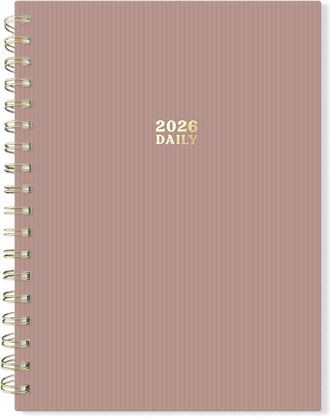Sweetzer & Orange 2026 Planner – 6" x 8.25" Dated Daily, Weekly & Monthly Calendar Planner – January to December 2026 – Tiramisu Design with Motivational Stickers, Gold Spiral & Sturdy Paper