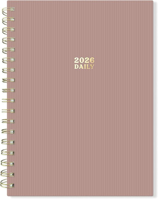 Sweetzer & Orange 2026 Planner – 6" x 8.25" Dated Daily, Weekly & Monthly Calendar Planner – January to December 2026 – Tiramisu Design with Motivational Stickers, Gold Spiral & Sturdy Paper