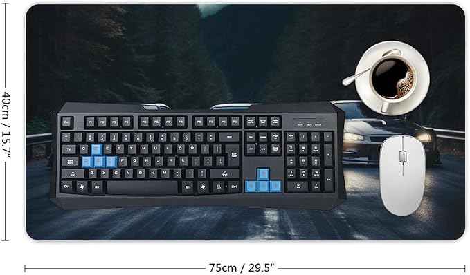 Large Mouse Pad Gaming R34 Sports Car Racing JDM Car Cool Big Computer Desk Mat Desk Pad for Keyboard and Mouse Mat Non-Slip Base 40X75cm