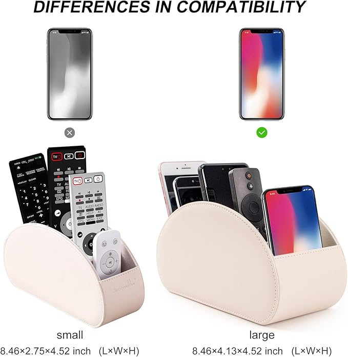 BONNY DODO Remote Control Holders Organizer Box with 5 Compartment PU Leather Multi-functional Office Desk Storage Caddy Store (Begie)