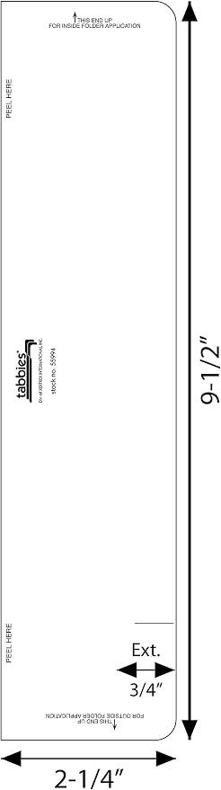 tabbies Extenda-Folder Strips, Convert Top Tab Cut Folders into end tab File folders, White, 3/4" Tab Extension, Full End-Tab,100/Box (55994), 2”w x 9-1/2”h