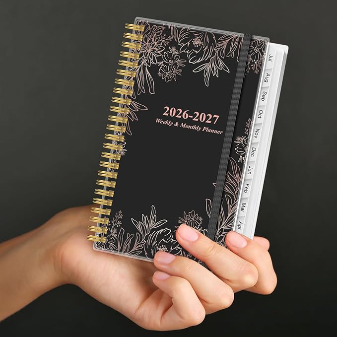 2026-2027 Pocket Planner/Calendar - 2026-2027 Weekly & Monthly Planner from July 2026 to June 2027, 12 Months Tabs, 3.75" x 6.75", Teal Leaf