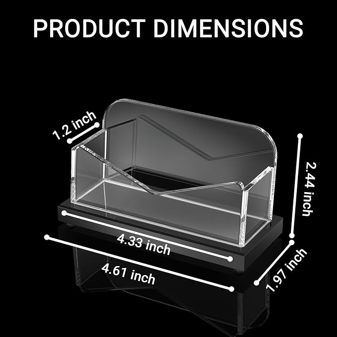 LUGUNU Acrylic Business Card Holder for Desk 2 Pack, Weighted Non-Slip Base Display Stand with 100-Card Capacity, Modern Professional Office Organizer for Home, Trade Shows, or Travel