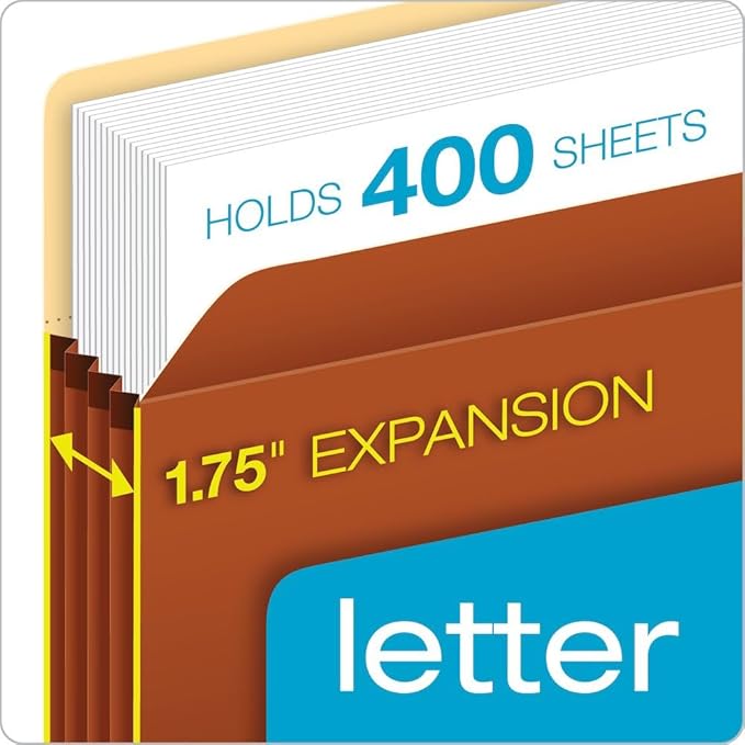 Pendaflex File Pockets, 1.75 Inch Expansion, Brown, Letter, 25 per box (1514C-OX)