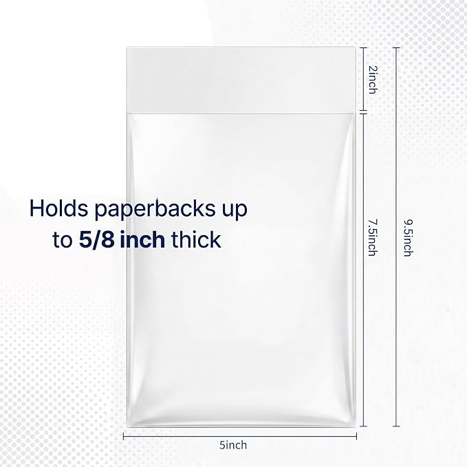 AmazingSpark 400 Paperback Book Bags 5 x 7 3/8 Inches 2" Flap Reusable Clear Polypropylene Sleeves, Acid-Free Comic Protectors for Back to School Student Pocket Paperbacks Book Covers