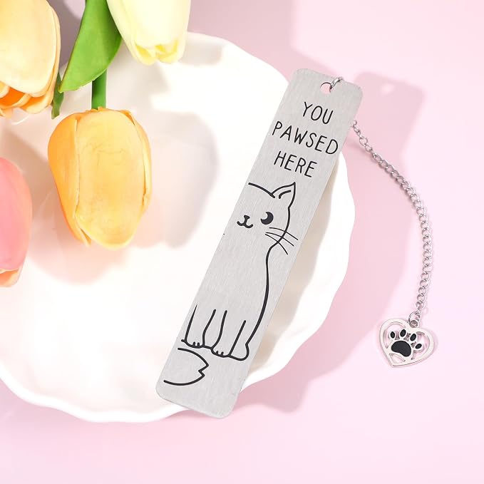 Tyqour Cat Bookmarks Gifts for Book Lover,Funny Metal Book Marks for Friends Coworkers, Birthday Christmas Stocking Stuffers for Book Reading Bookish Gifts