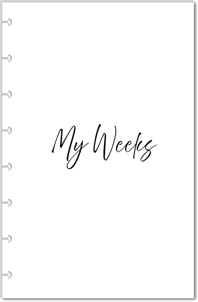 Weekly Planner Inserts – Undated Weekly Calendar Planner Refills for 8-Disc Junior/Half Letter Size (5.5 X 8.5 inches) Discbound Planers