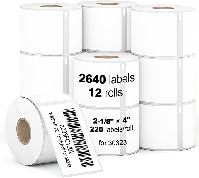 2640 Pcs/3-Proof 1" Core Labelebal Compatible with DYMO 30323,2-1/8" x 4"(54mm x 101mm) Direct Thermal Labels, Shipping Replacement Labels Compatible for DYMO LabelWriter Printer (NOT for 550,5XL)