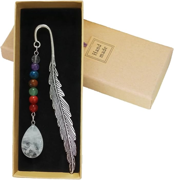 Metal Bookmark, Feather Book Marks with Pendants for Readers Book Lovers, Pretty and Aesthetic Book Accessories Reading Gifts for Women Girls Boys