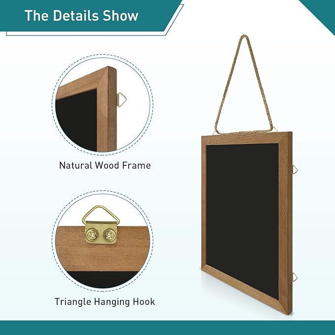 Small Chalkboard, Hanging Mini Chalkboard Signs 16"X12", Dry Erase Chalk Board Blackboard with Natural Wood Frame for Home Decor, Restaurants, Cafe, Kitchen…