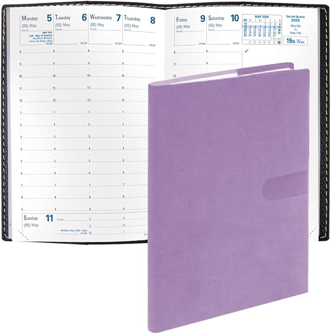 Quo Vadis 2026 Business - Weekly Planner - 12 Months, Jan. to Dec. - 4 x 6" - Smooth Faux Suede Texas Violet Cover- Time Management Appointment Organizer