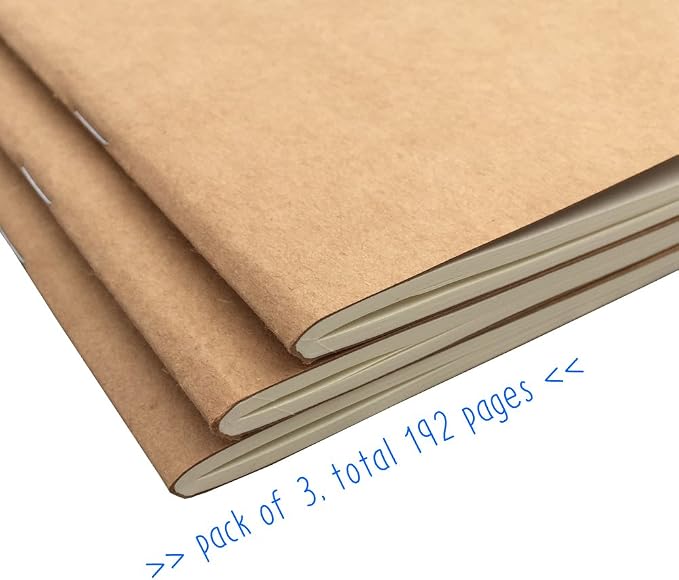 newestor Travelers Notebook Inserts - Dotted Refills for Standard Size Travelers Notebook, Set of 3, Total 192 Pages, 8.25 x 4.25 Inches