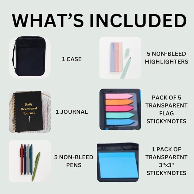 S.F. Creations Premium Bible & Book Carrying Case with Journaling Accessories - Convenient for Men, Women, Teens, and Kids (Black)