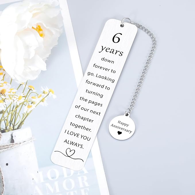 Iron Gifts for 6 Year Anniversary 6th Anniversary Bookmark Gift for Women Men Happy 6 Year Anniversarys Wedding Bookmarks Date Night Gifts for Husband Wife Romantic Bridal Shower Gift for Bride