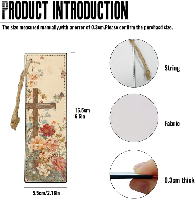 Vintage Style Floral and Cross Bible Case with Bookmark Waterproof Bible Cover Case for Women Lightweight Bible Bag with Handle Pockets Church Book Bag Beige