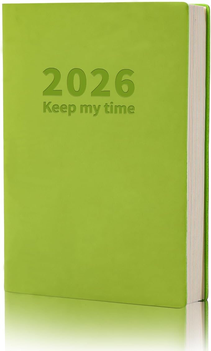 2026 Small Academic Planner Soft Leather Bound 3.9" x 5.5" Weekly and Monthly Calendar Planner Hardcover Cute Planner Goal Habit Tracker Organizer Planning Book with Tabs ,Daily Schedule School Office Schedule for Women Men (Light green)