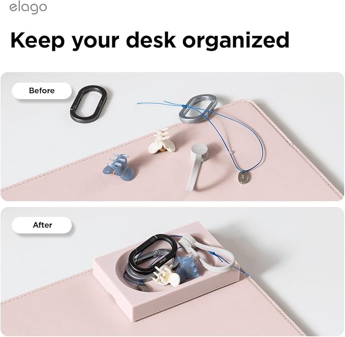 elago Smart Magnetic Desk Mat Pencil Tray – Soft Silicone Organizer for Office Supplies, AirPods, Glasses, Pens – Noise-Free, Non-Slip, Washable, Item for Desk Management [Small] (Lovely Pink)
