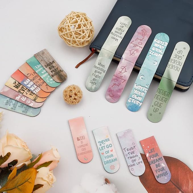 Magnetic Bookmarks, 15PCS Bookmark, Cute Bookmarks, Magnet Bookmark Clips, Bookmarks for Women Men Kids Reading, Teacher Bookmark, Graduation Inspirational Bookmark(Style-2)