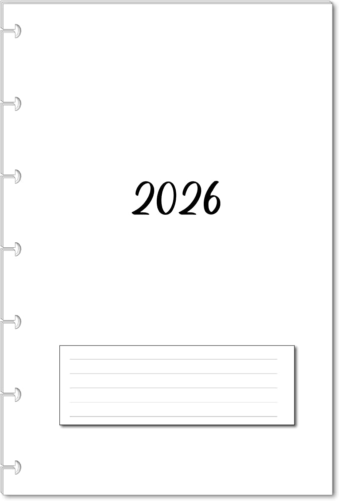 2026 Monthly Planner Calendar Refills for 7,8,9,11 Disc Mini, Classic, Skinny, Junior, Big size Discbound, Happy Planners, Loose-Leaf Inserts, 12 Month (7 Disc Mini, Minimalist)