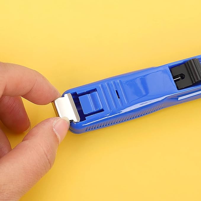 Liudan Stapler 1 Piece Portable Clam Clip Dispenser Hand Paper Clam Clip Stapler Dispenser Paper Clipper Metal Clips for School Office Stapler (Colour: Transparent White)