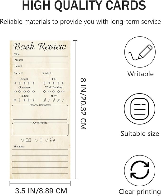 100 Pack Retro Book Review Bookmarks for Book Lovers Students Teachers Reading Tracker Note Pads Book Club Journal Cards Classroom Library Supplies Teacher Appreciation Gifts